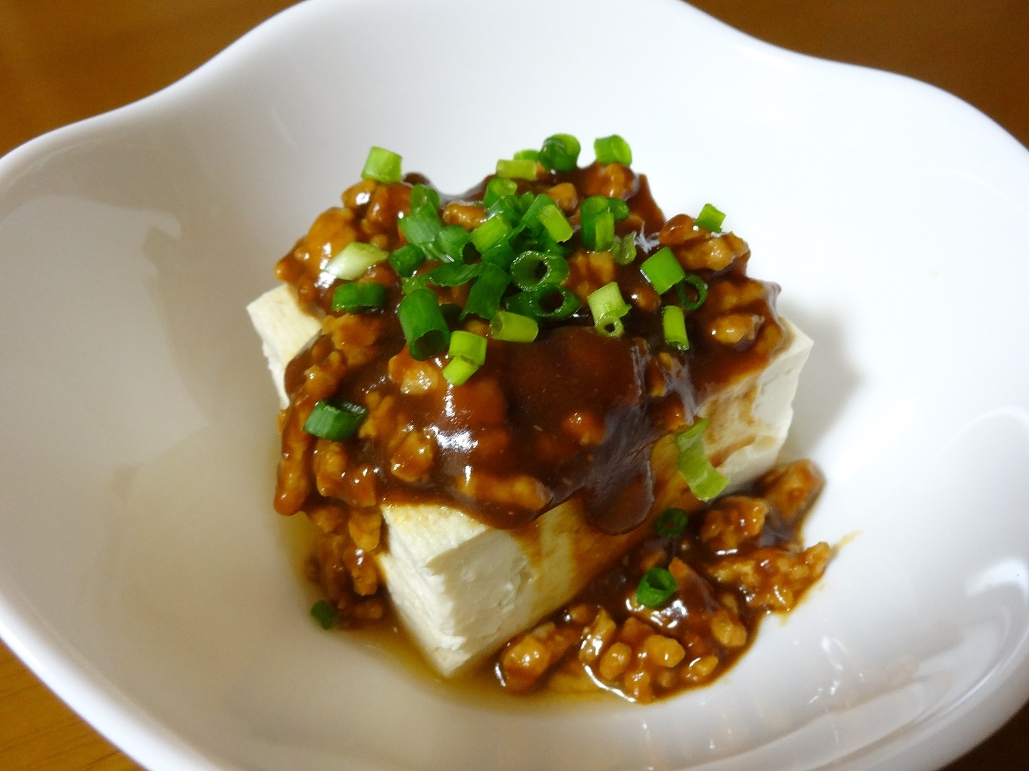 豆腐の肉味噌あんかけ